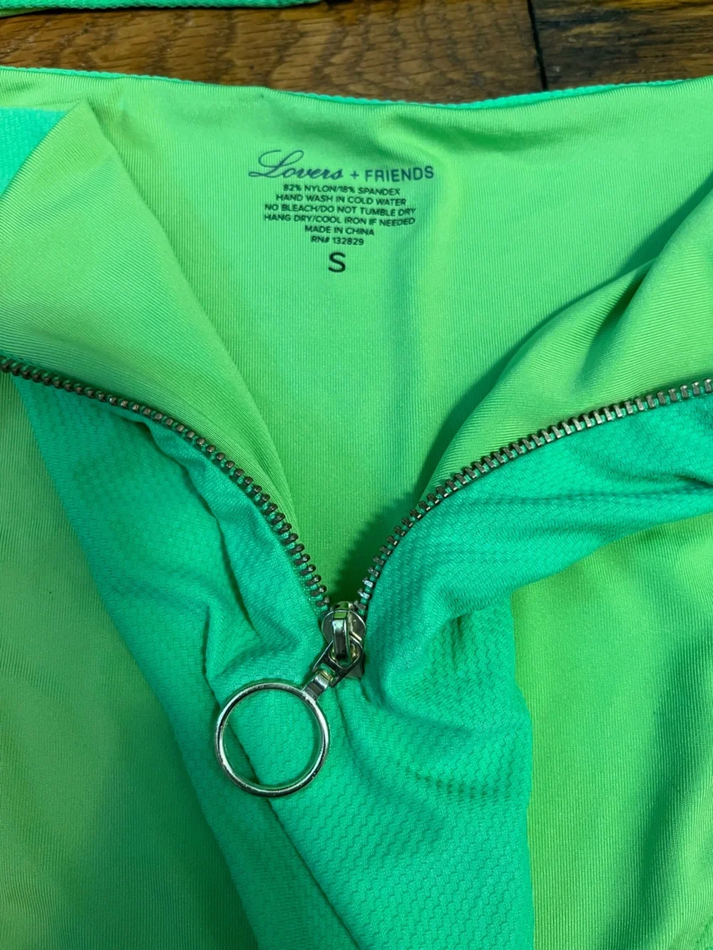 🛍️SALE Lovers + friends lime green zipped Chelsey bikini top M high cut bottom S - Picture 4 of 7